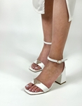 Εικόνα από Δερμάτινα open heel πέδιλα με μπαρέτα Λευκό