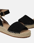 Εικόνα από Flat suede εσπαντρίγιες με πλεκτή φάσα Μαύρο