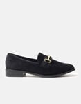 Εικόνα από Velvet flat loafers με μεταλλική αγκράφα Μαύρο